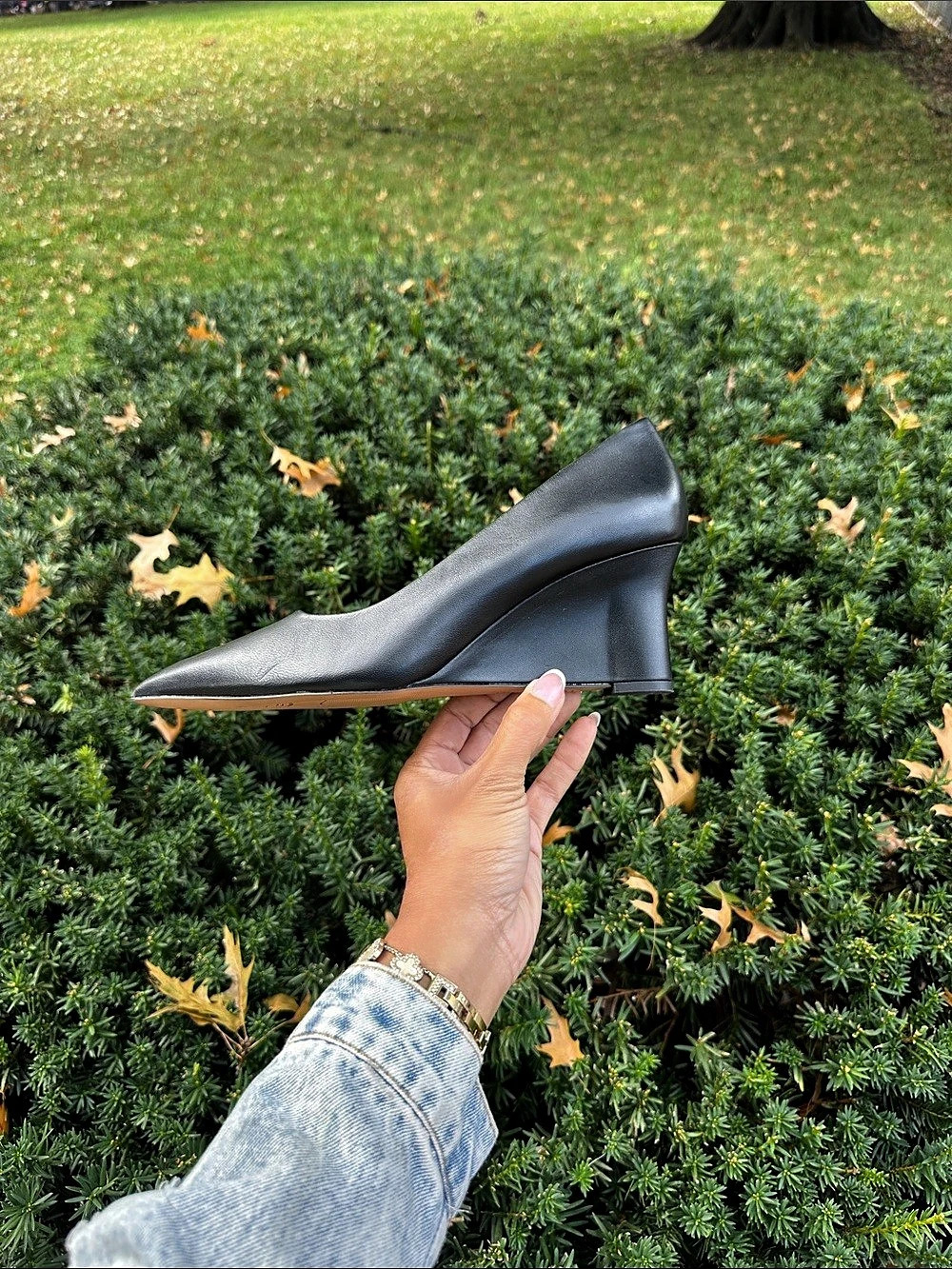 Franco Sarto Frankie Pointed Toe Wedge Pump Black